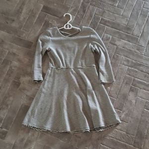Green and white striped girls dress